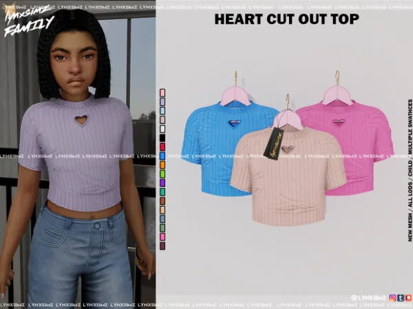 Alpha Heart Cut Out Top Child by lynxsimzfamily - The Sims 4 Custom Content