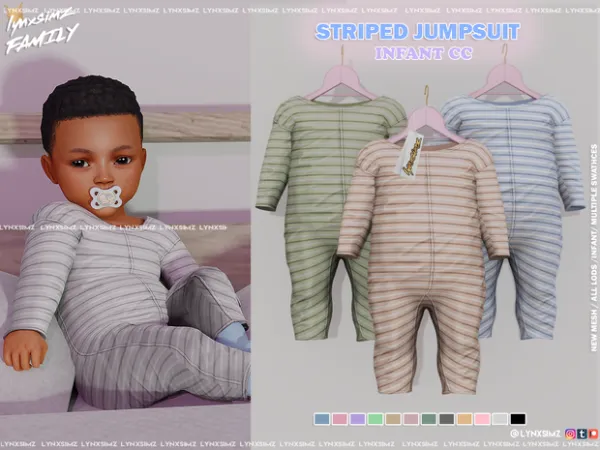 Alpha Striped Jumpsuit Infant by lynxsimzfamily - The Sims 4 Custom Content
