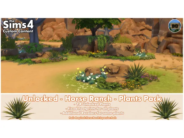 Maxis Match Unlocked Horse Ranch Plants Pack by Bakie - The Sims 4 Custom Content