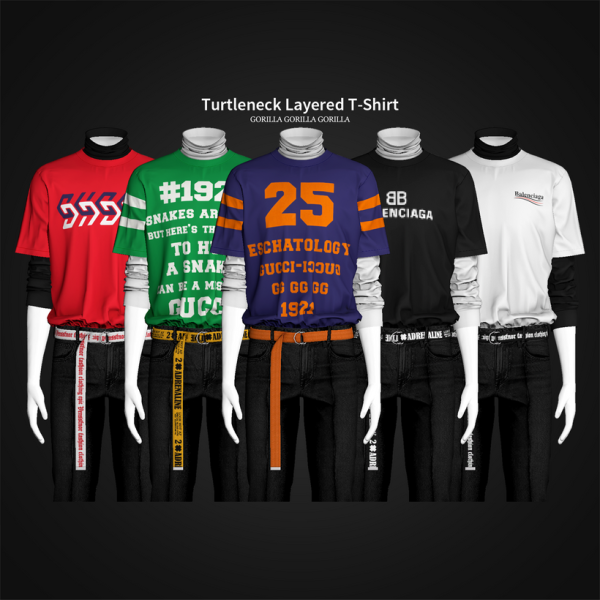 Alpha Turtleneck Layered T Shirt by simsfinds - The Sims 4 Custom Content