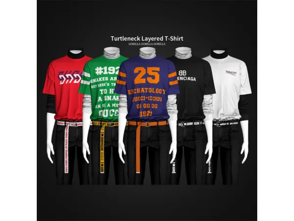 Alpha Turtleneck Layered T Shirt by Gorilla Gorilla Gorilla - The Sims 4 Custom Content