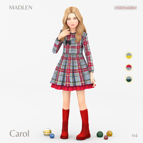 Maxis Match Carol Dress by simsfinds - The Sims 4 Custom Content