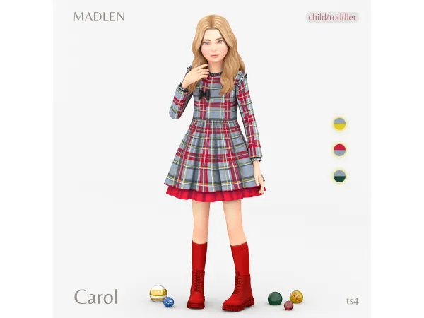 Maxis Match Carol Dress by Madlen - The Sims 4 Custom Content