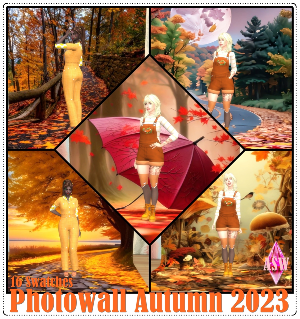 Mix Photowall Autumn 2023 by simsfinds - The Sims 4 Custom Content