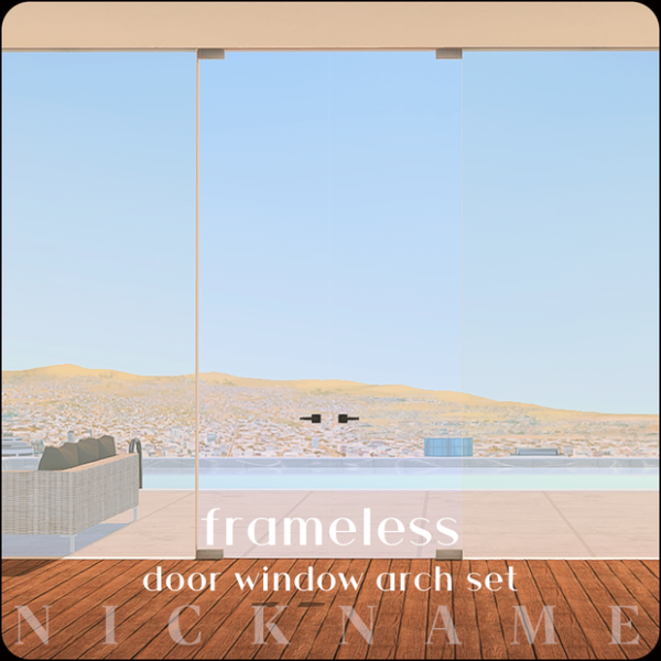 Alpha frameless windows door arch set by simsfinds - The Sims 4 Custom Content