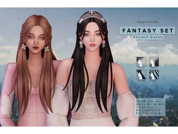 Maxis Match FANTASY HAIR SET Ancient Queen - The Sims 4 Custom Content