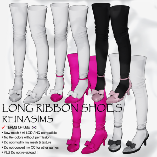 Alpha Reina Long ribbon shoes by simsfinds - The Sims 4 Custom Content