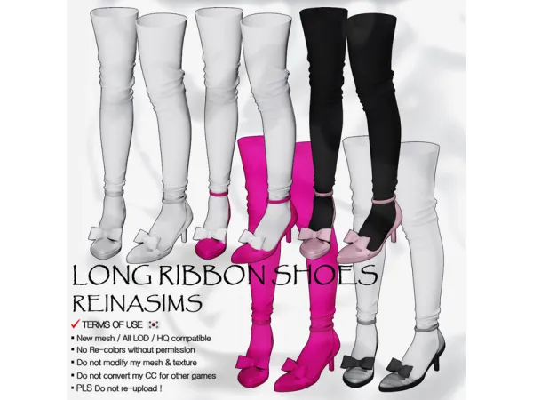 Alpha Reina Long ribbon shoes - The Sims 4 Custom Content