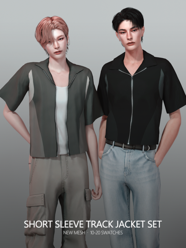 Alpha Short Sleeve Track Jacket Set by simsfinds - The Sims 4 Custom Content