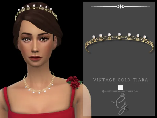 Alpha Vintage Gold Tiara - The Sims 4 Custom Content
