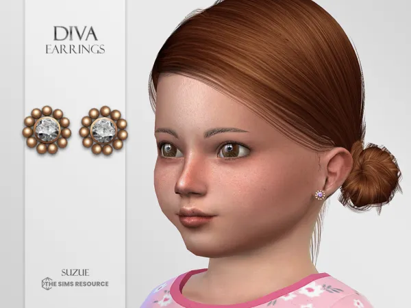 Alpha Diva Earrings Toddler - The Sims 4 Custom Content