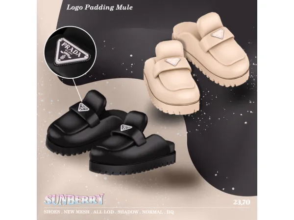 Alpha [SUNBERRY] Logo Padding Mule - The Sims 4 Custom Content