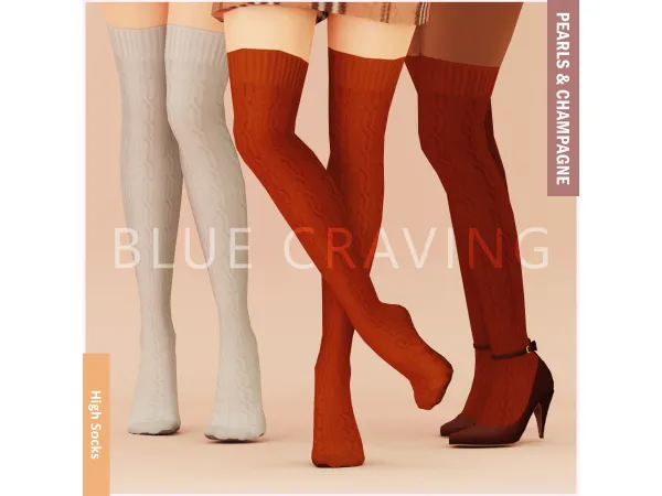 Maxis Match Blue Craving Knitted High Socks - The Sims 4 Custom Content
