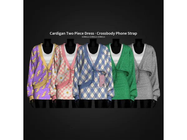 Alpha Cardigan Two Piece Dress Crossbody Phone Strap - The Sims 4 Custom Content