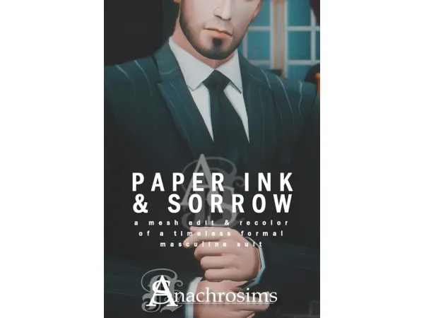 Mix [TS4CC] Paper Ink Sorrow Suit - The Sims 4 Custom Content
