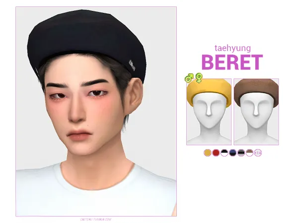 Maxis Match TAEHYUNG BERET by casteru - The Sims 4 Custom Content