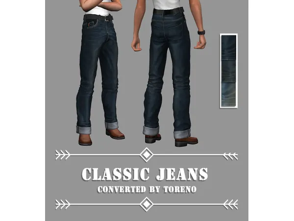 Alpha Classic Jeans converted by Toreno - The Sims 4 Custom Content