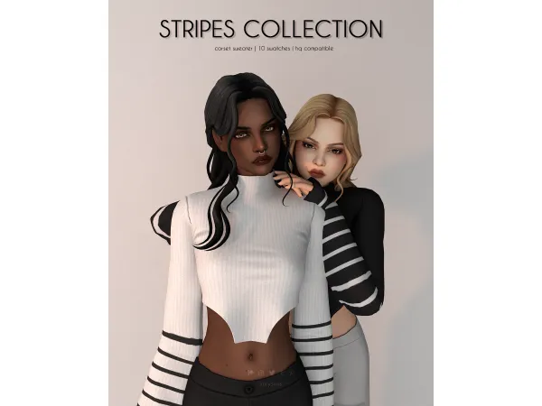 Alpha Corset Sweater Stripes Collection - The Sims 4 Custom Content