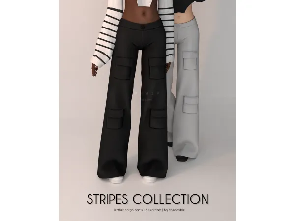 Maxis Match Leather Cargo Pants Stripes Collection - The Sims 4 Custom Content