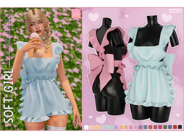 Alpha Soft Girl Exposed Back Apron - The Sims 4 Custom Content