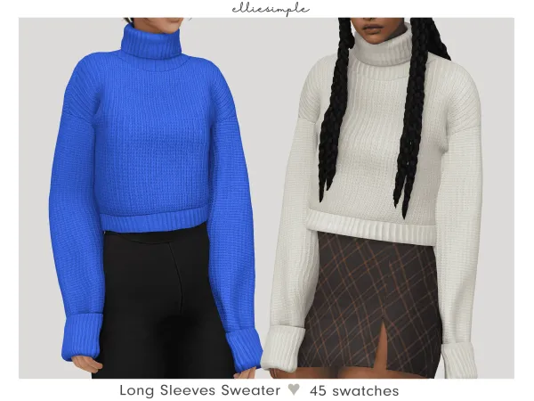 Alpha Elliesimple Long Sleeves Sweater - The Sims 4 Custom Content