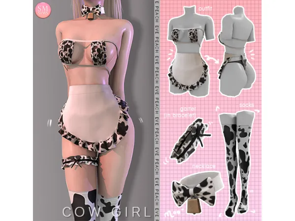 Alpha Cow Girl Peach Set by ts4eve - The Sims 4 Custom Content
