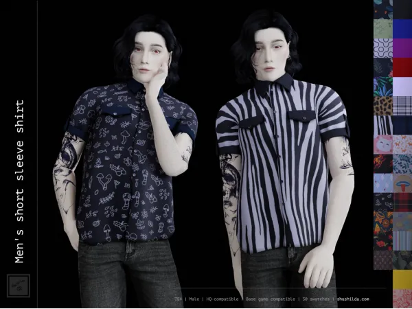 Alpha Short sleeve shirt by simsfinds - The Sims 4 Custom Content