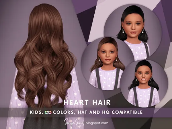 Alpha Heart Hair (Kids Version) by simsfinds - The Sims 4 Custom Content