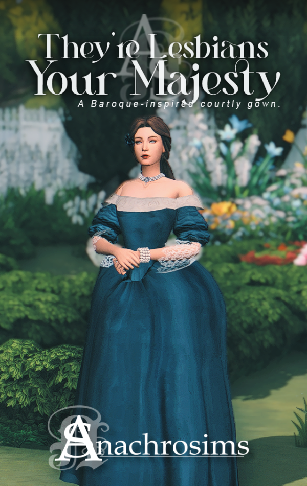 Mix [TS4CC] THEY'RE LESBIANS YOUR MAJESTY A BAROQUE INSPIRED COURTLY GOWN by simsfinds - The Sims 4 Custom Content
