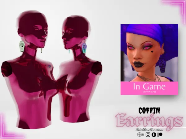Alpha Coffin Earrings by FatalRoseCreations - The Sims 4 Custom Content