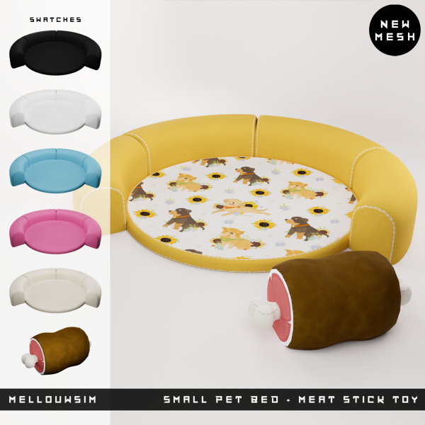 Alpha Small Pet Bed Meat Stick Toy by simsfinds - The Sims 4 Custom Content