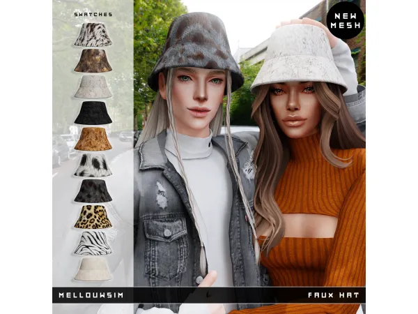 Alpha Faux Hat by mellouwsim - The Sims 4 Custom Content