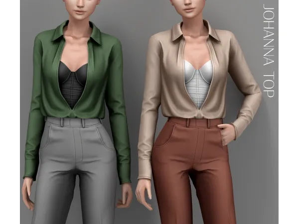 Alpha JOHANNA TOP by Belaloallure - The Sims 4 Custom Content