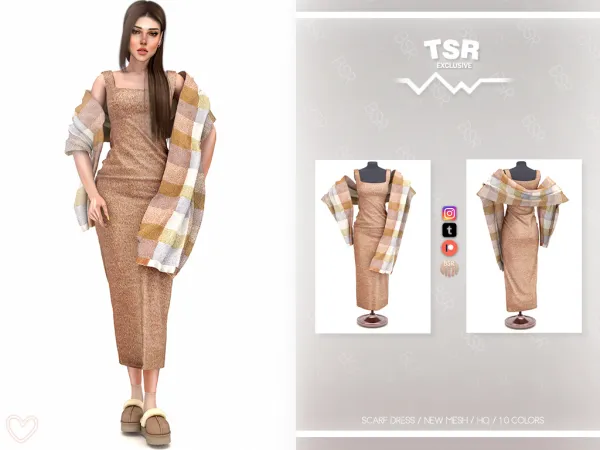 Alpha SCARF DRESS BD1101 - The Sims 4 Custom Content
