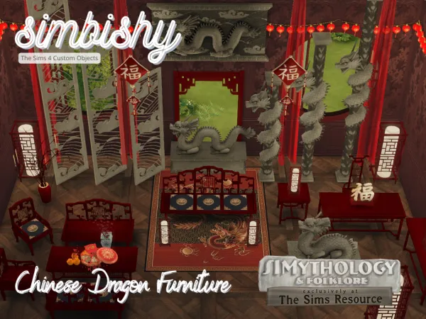 Alpha SIMythology Chinese Dragon Furniture - The Sims 4 Custom Content
