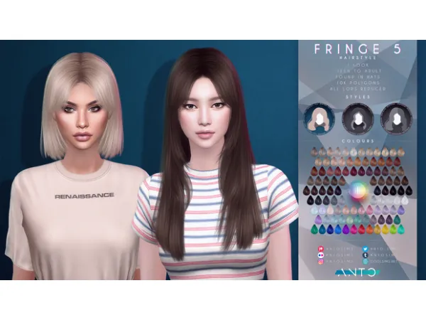 Alpha Fringe 5 (Requires The Chromatic Collection 1) by antosims - The Sims 4 Custom Content