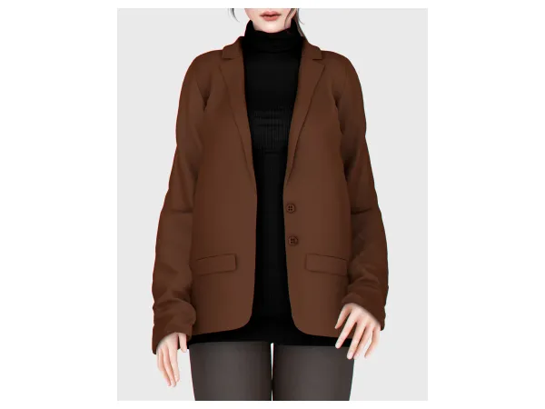 Alpha Loose Blazer with Turtleneck - The Sims 4 Custom Content