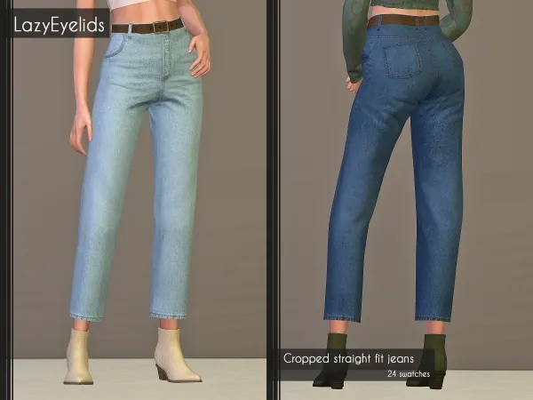 Alpha Cropped straight fit jeans - The Sims 4 Custom Content