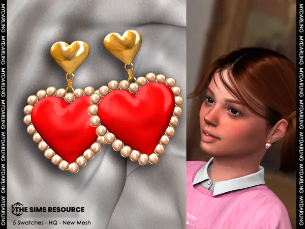 Alpha heart shaped earring NA2457 - The Sims 4 Custom Content