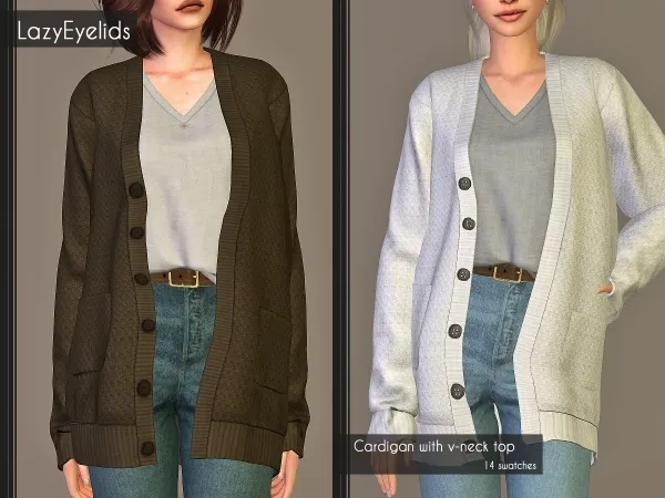 Mix Cardigan with v neck top - The Sims 4 Custom Content