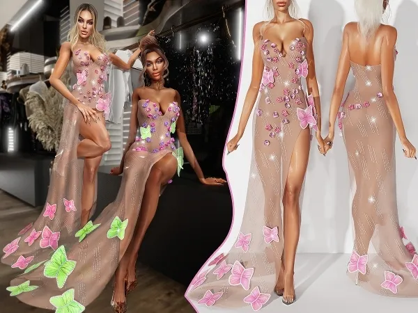 Alpha Evening Butterfly Dress by cool_content_star - The Sims 4 custom content