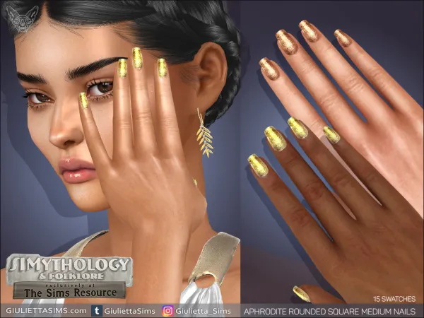Alpha Simythology Aphrodite Rounded Square Medium Nails - The Sims 4 Custom Content