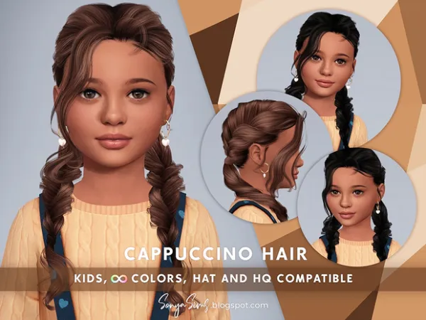 Alpha Cappuccino Hair for kids by simsfinds - The Sims 4 custom content