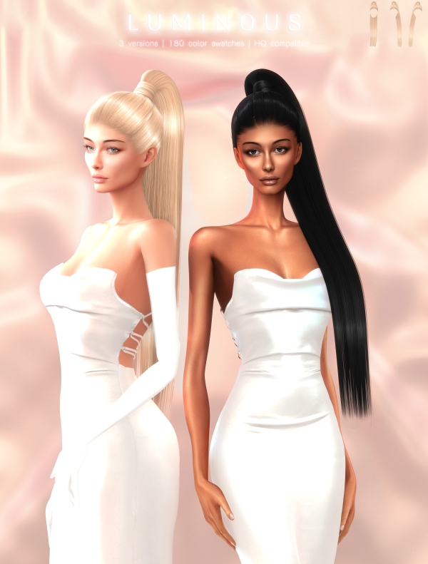 Alpha Luminous Hairstyle by greenteahoney - The Sims 4 Custom Content