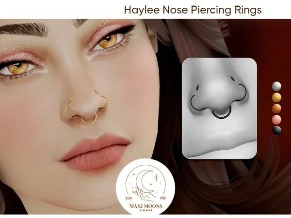 Alpha Haylee Nose Piercing Rings - The Sims 4 Custom Content