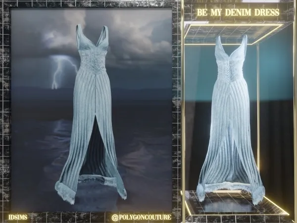 Alpha Be my denim Dress by polygoncouture - The Sims 4 custom content