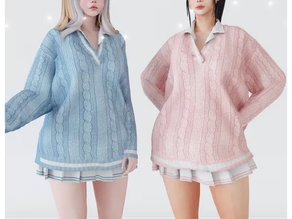 Alpha Cute knited dress with skirt by babyetears - The Sims 4 Custom Content