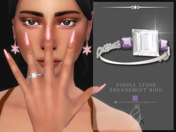 Mix Purple Stone Engagement Ring by GlitterberryFly - The Sims 4 Custom Content