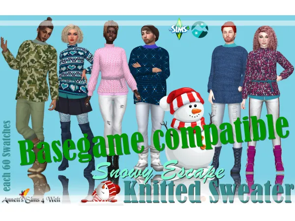Maxis Match Snowy Escape Knitted Sweater Basegame compatible by AnnettsSims4Welt - The Sims 4 Custom Content