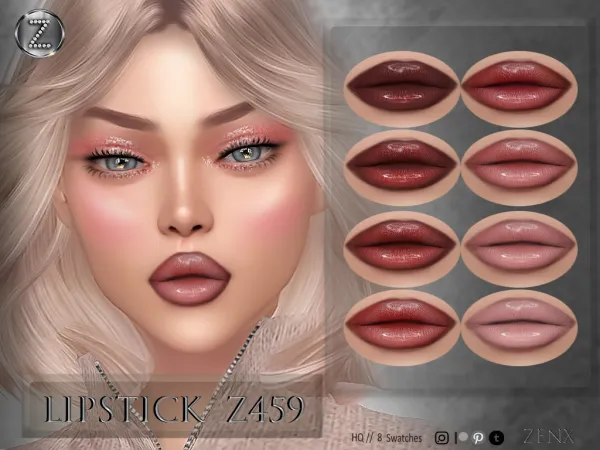 Alpha ZENX LIPSTICK Z459 EYESHADOW Z251 BLUSH Z119 - The Sims 4 Custom Content